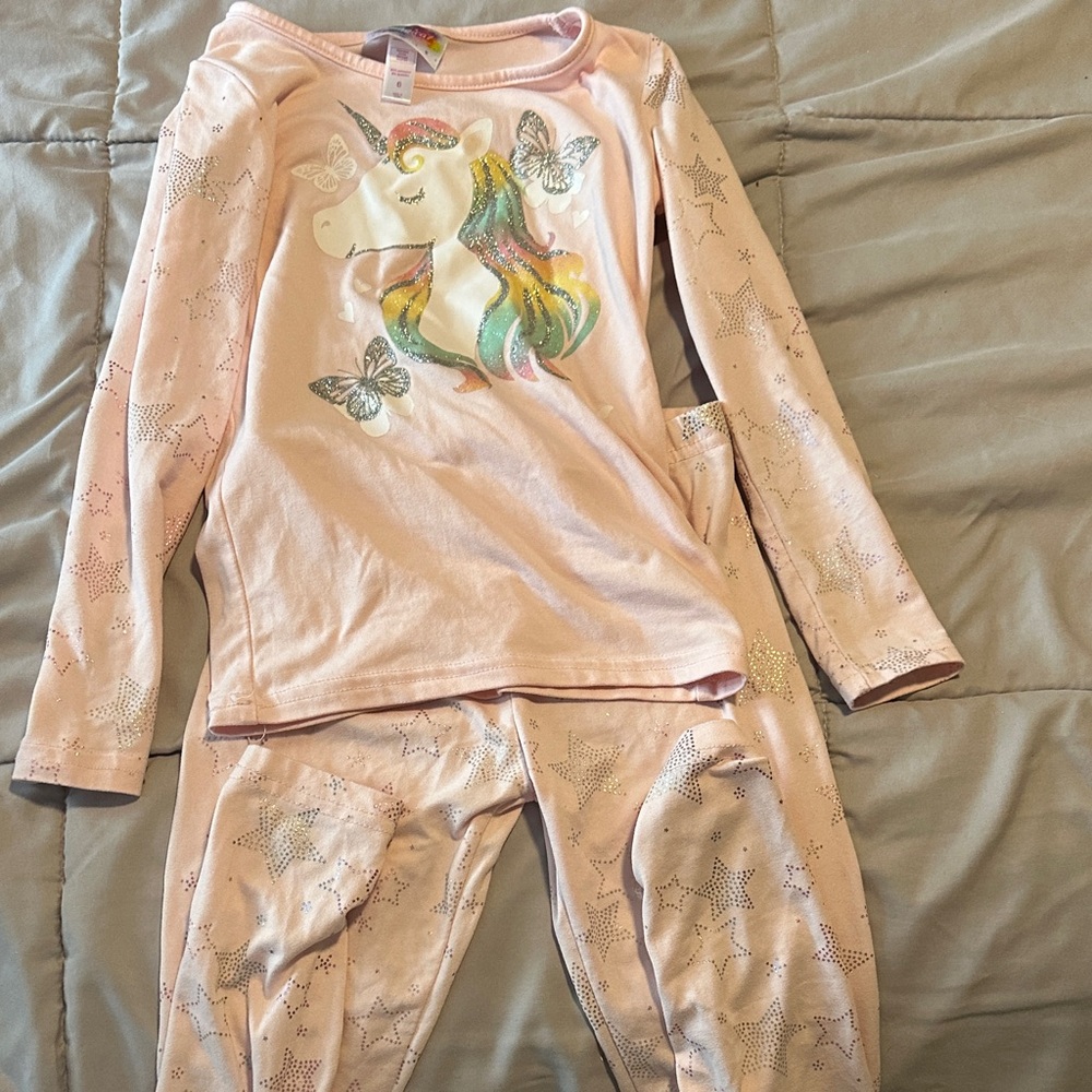 btween Pink Unicorn and Stars Kids Pajama Set
